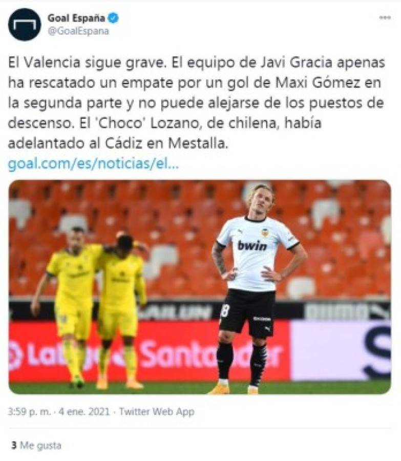 'Brutal chilena del Choco Lozano”: Lo que dice la prensa en España tras el gol del catracho