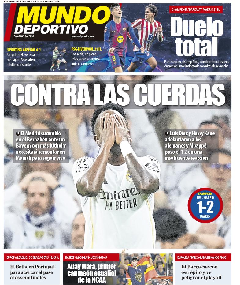 Lo que dice la prensa y la burla al Real Madrid tras caer ante Bayern: Toca remontar en Múnich