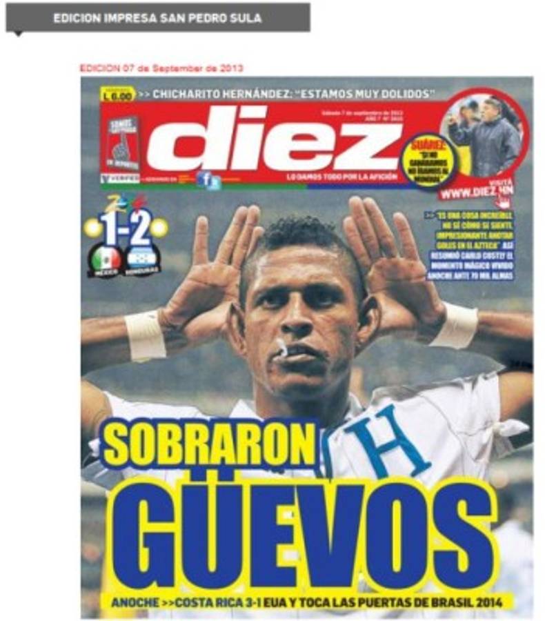 Las mejores portadas de Diez sobre la rivalidad Honduras-México