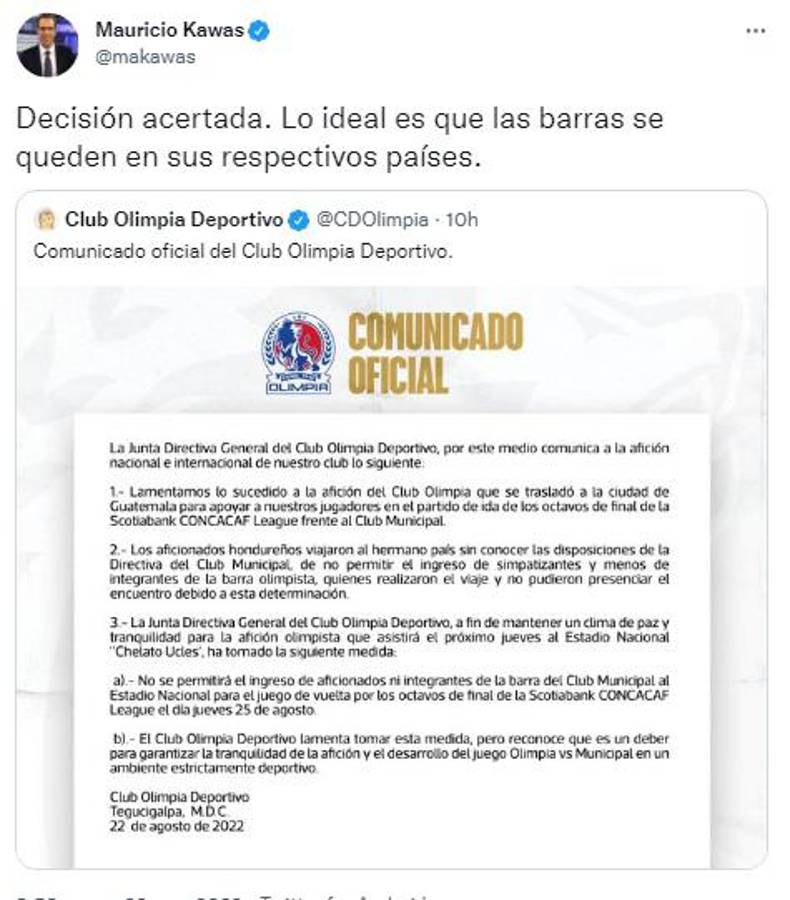 “Decisión acertada y lamentan lo sucedido”: La reacción de la prensa ante la prohibición de Olimpia a los aficionados de Municipal