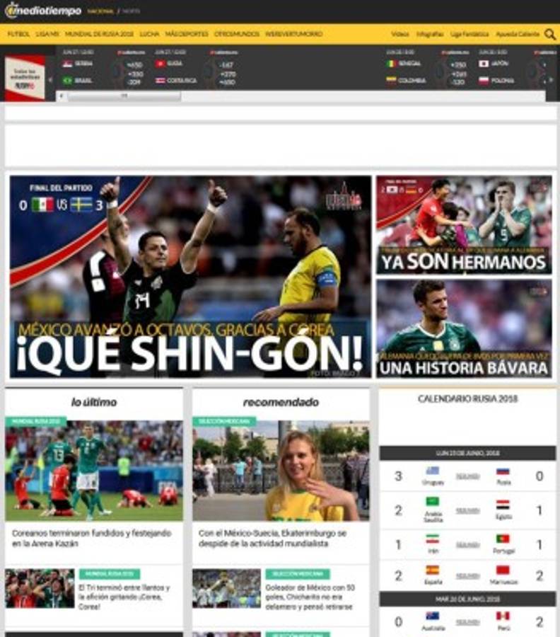 Así ve la prensa mundial el pase de México a los octavos de Rusia 2018