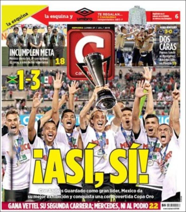 Portadas en México destacan el poco brillo de su Copa Oro