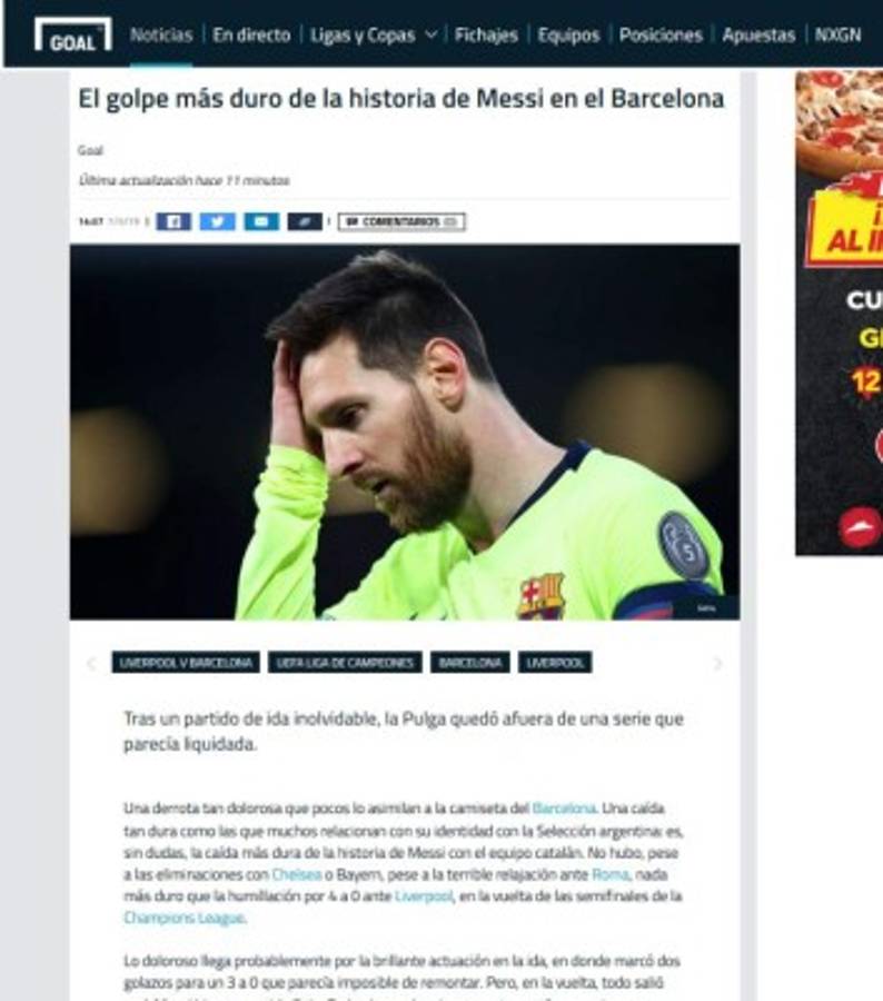 ¡Ridículo y tragedia! Así tilda la prensa mundial la eliminación del Barcelona ante Liverpool