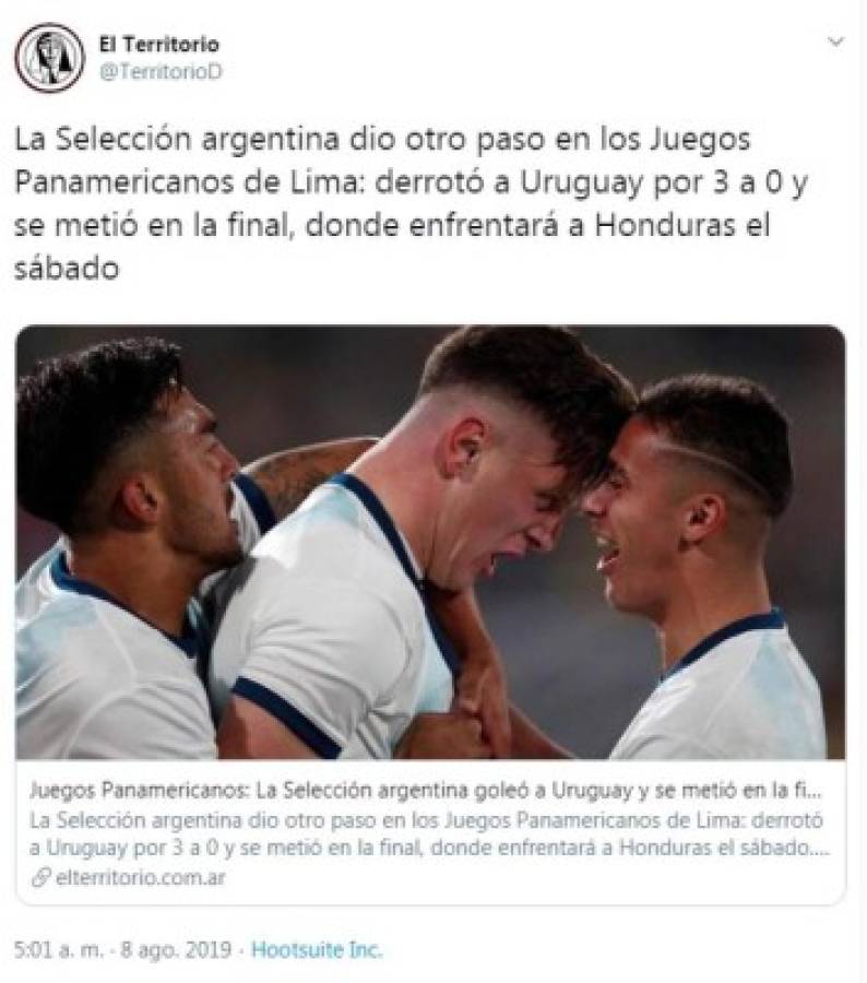 Lo que dicen los medios de Argentina sobre la final ante Honduras en Panamericanos