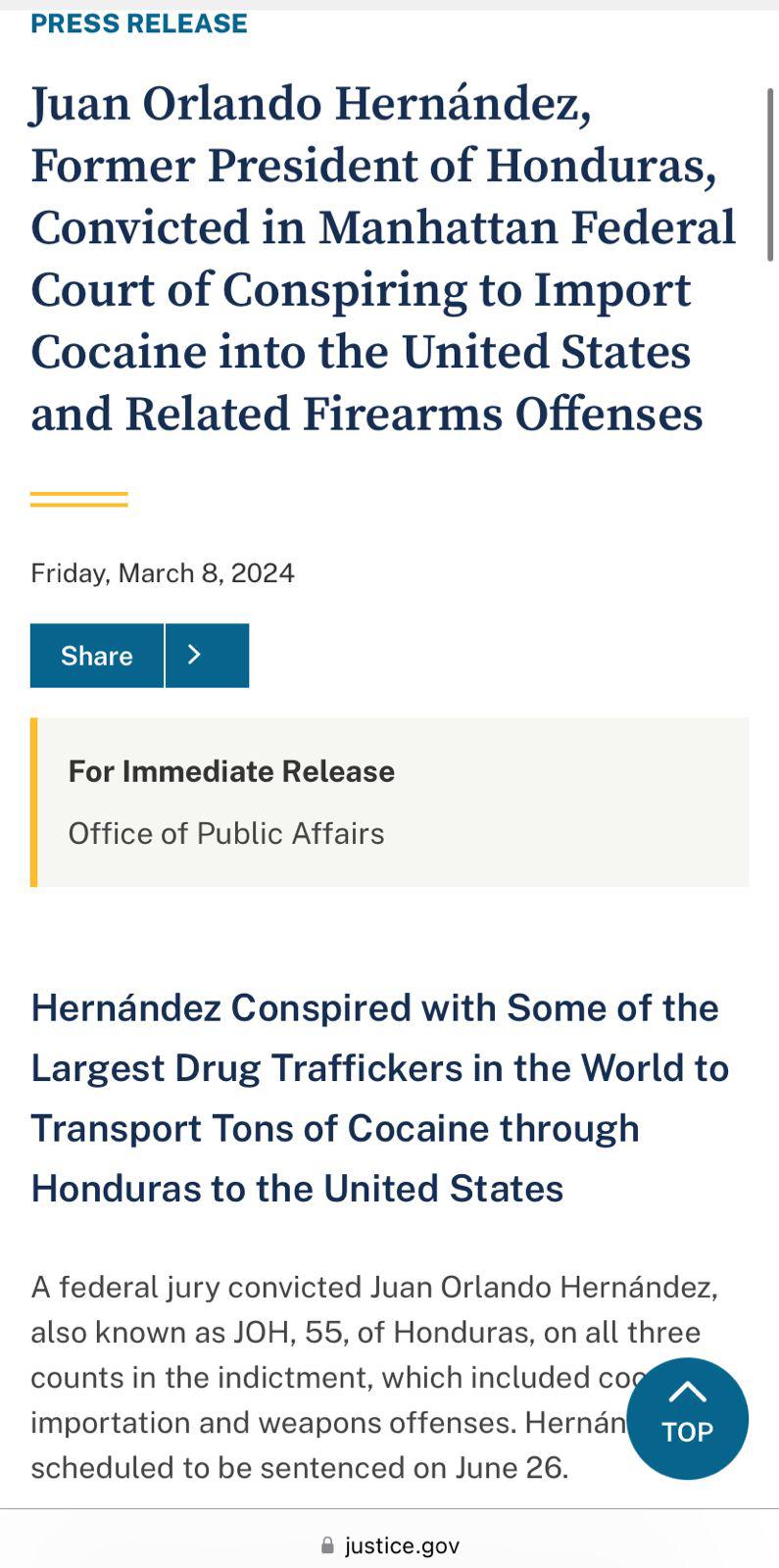 JOH le da la vuelta al mundo: prensa internacional estalla tras hallar culpable al expresidente de Honduras