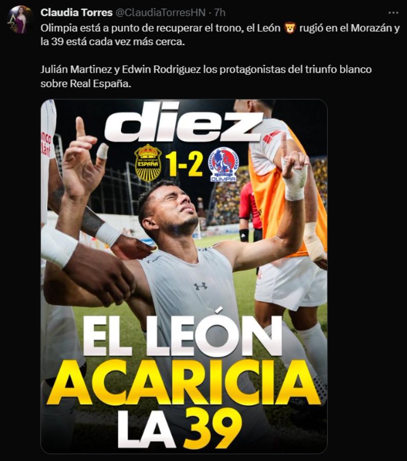 El León acaricia la 39: la prensa señala al culpable de la derrota de Real España y elogian a Olimpia tras la remontada