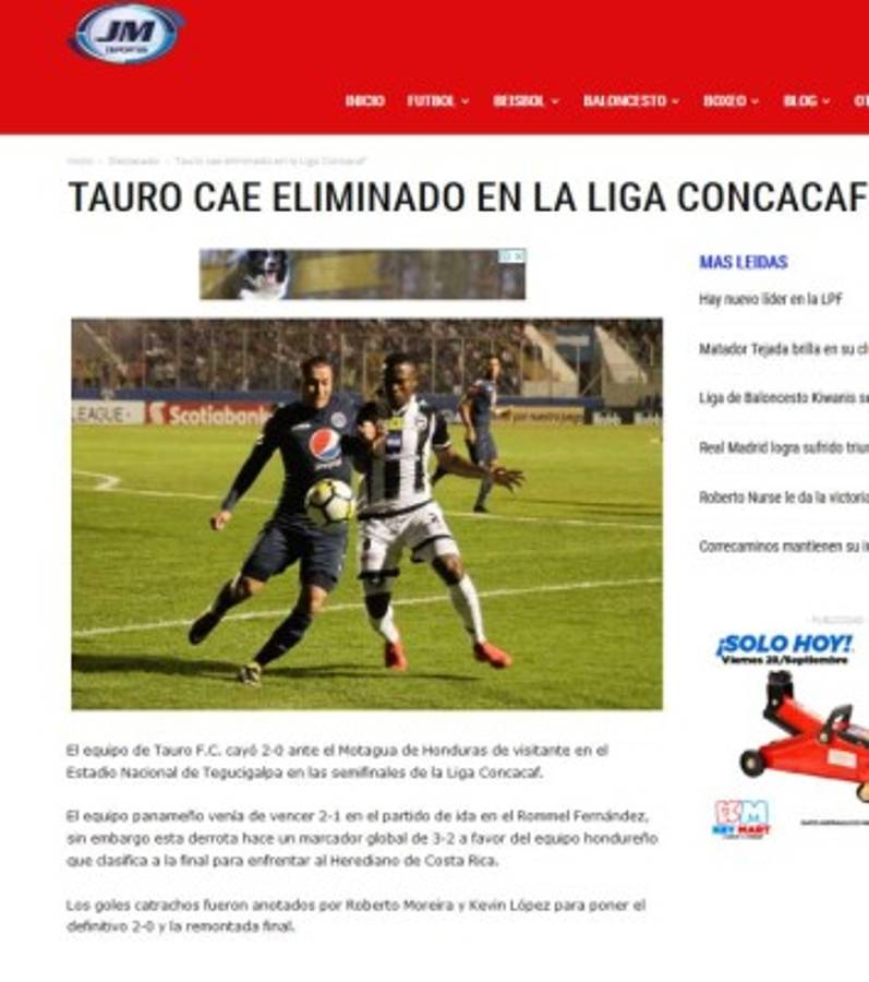 Prensa panameña: Tauro queda eliminado 'con polémica' y culpa al árbitro Walter López