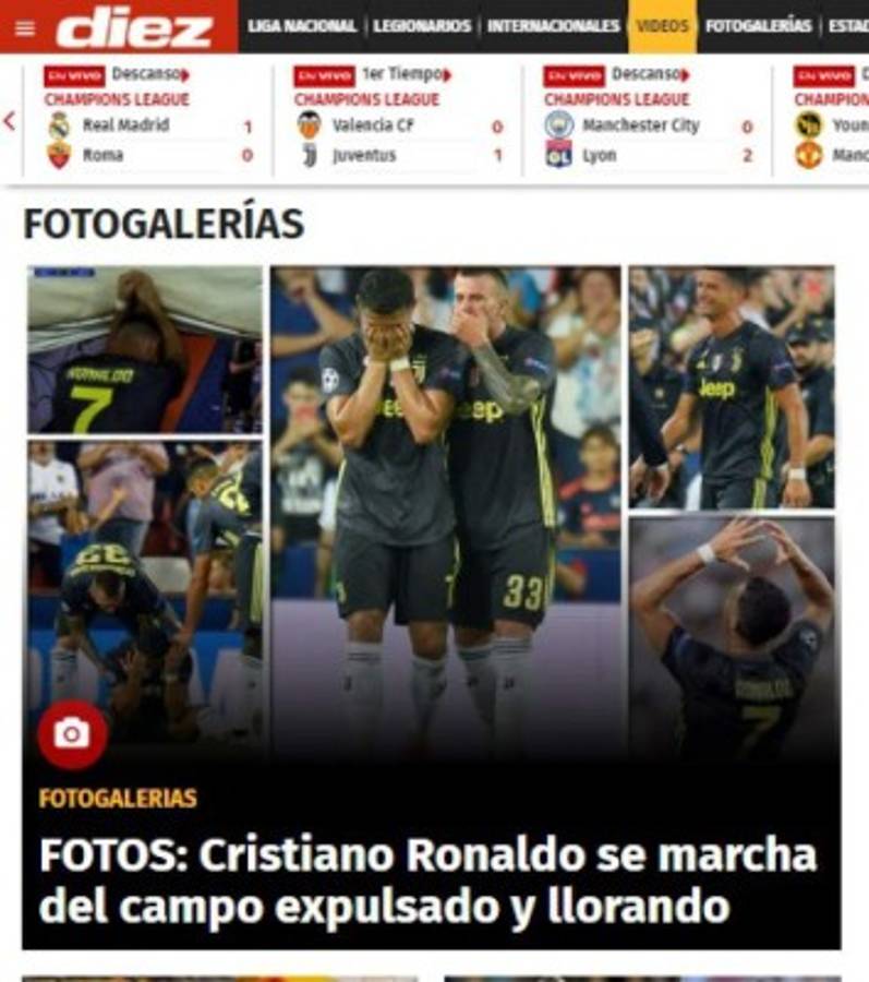 Así destaca prensa internacional expulsión de Cristiano Ronaldo