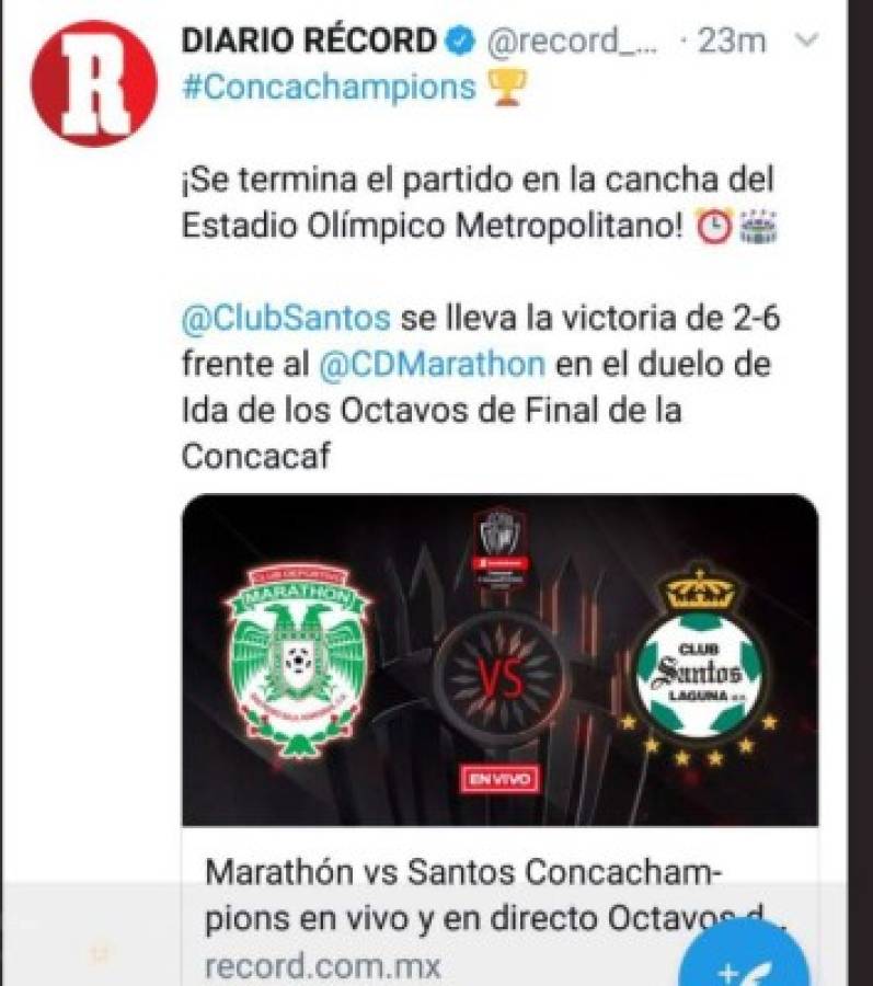 ¡Ardiente! Medios internacionales hacen eco del triunfo abultado de Santos ante Marathón