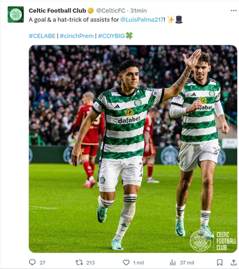 ¡Rendidos! Luis Palma festeja ‘MVP’ con el Celtic, admirable puntuación y así reaccionó tras su hat-trick de asistencias