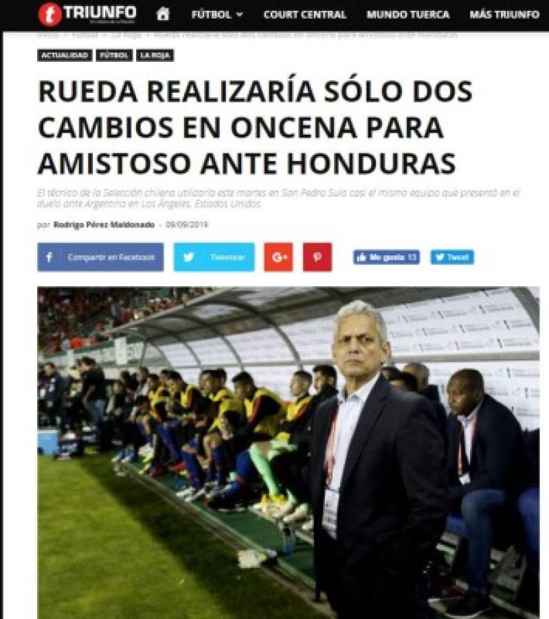 Lo que dice la prensa de Chile sobre el partido de hoy ante Honduras en estadio Olímpico