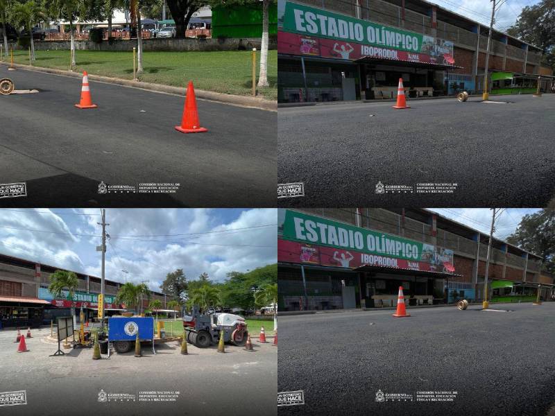 Así se está renovando la capa asfáltica frente al Estadio Olímpico de la Villa Olímpica