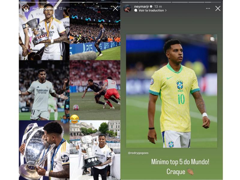 La publicación de Rodrygo tras quedarse fuera de la pelea por el Balón de Oro y el mensaje de Neymar.