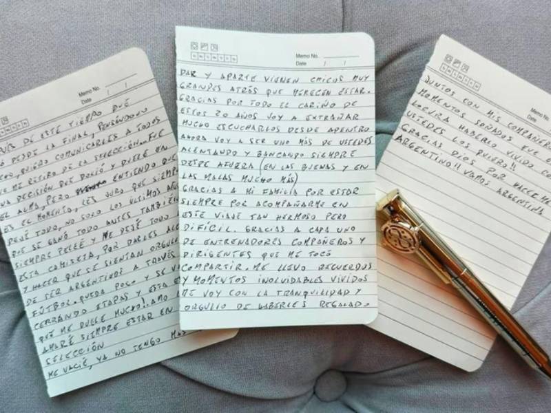 La carta de Lionel Messi donde anunció oficialmente su retiro de la Selección argentina.