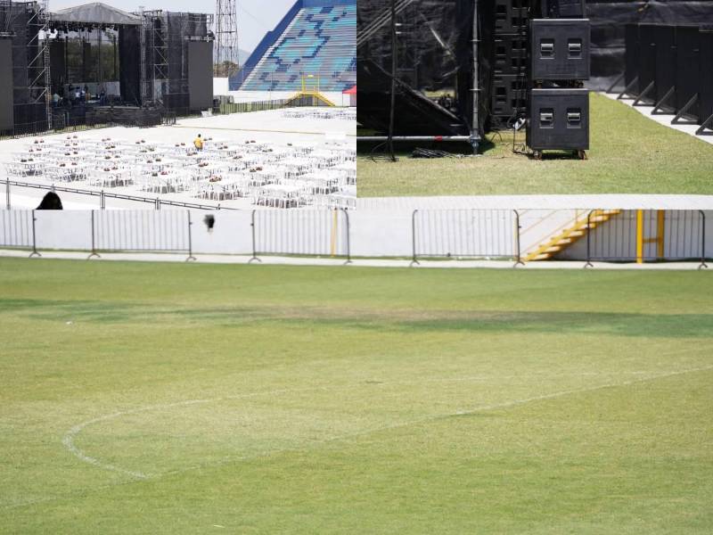 El césped híbrido muestra daños y se programó un concierto en el escenario deportivo sampedrano.