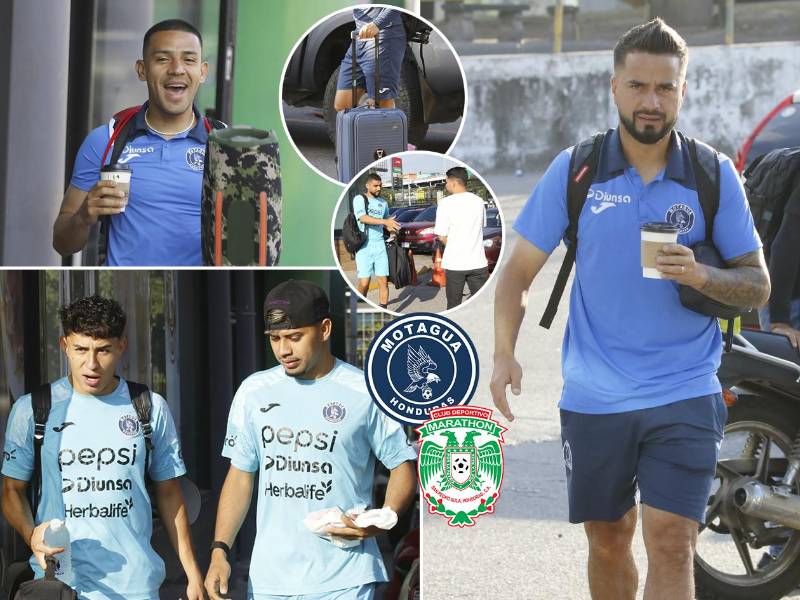 Motagua viajó muy de mañana hacia San Pedro Sula para la final de ida; viajaron 'dos borrados' y el referente que va a su última batalla con los azules. FOTOS: Estalin Irías.