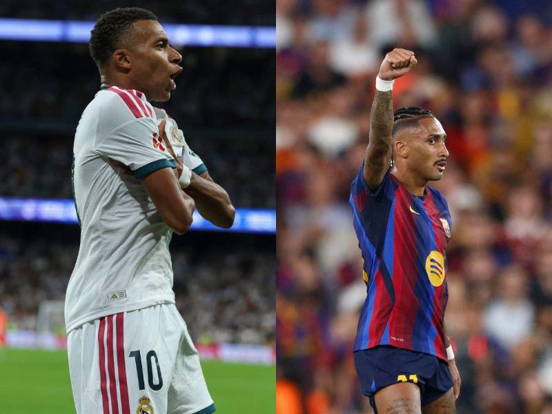 Kylian Mbappé y Raphinha anotaron los goles de la victoria del Real Madrid y Barcelona, respectivamente.