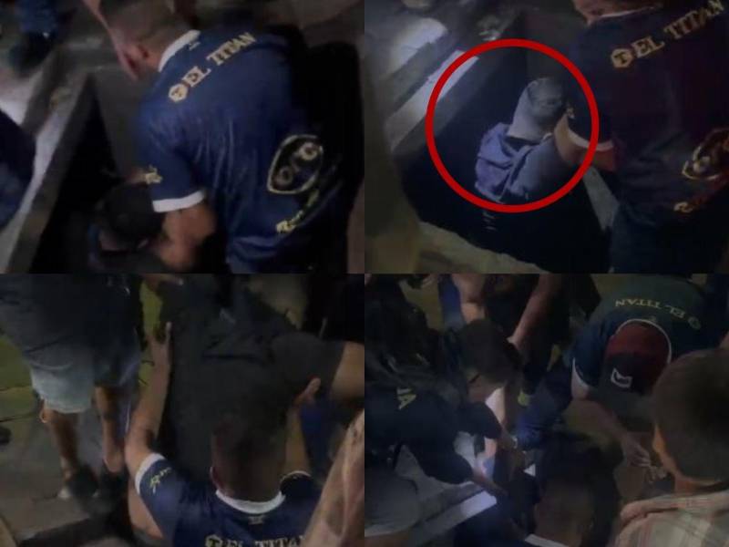 Aficionado del Motagua sufre aparatosa caída en alcantarilla cerca del Estadio Nacional
