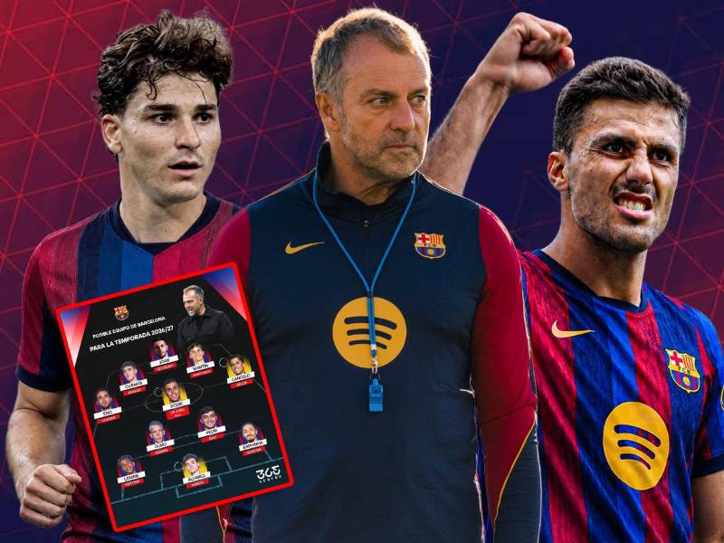 Barcelona busca romper el mercado con los fichajes de Rodri y Julián Álvarez: así sería el equipazo de Hansi Flick para la temproada 2026-27 si se concretan los bombazos.