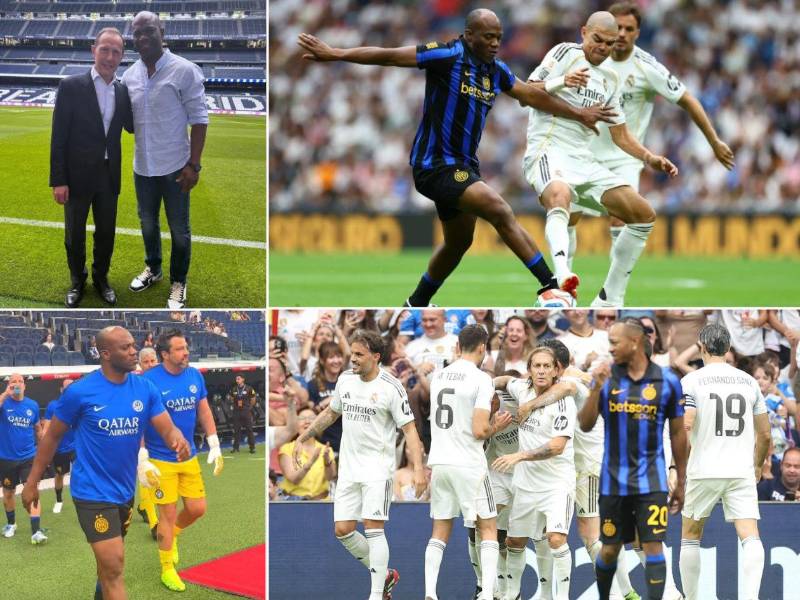 Las leyendas del Real Madrid e Inter disputaron un partido benéfico en el Santiago Bernabéu y el exdelantero hondureño tuvo minutos. Los merengues firmaron la remontada frente a su público y Florentino Pérez estuvo presente.