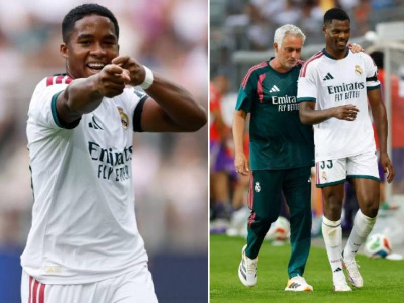 Endrick marcó el primer tanto de la tarde para el Real Madrid y Mourinho utilizó a Dumfries como extremo.