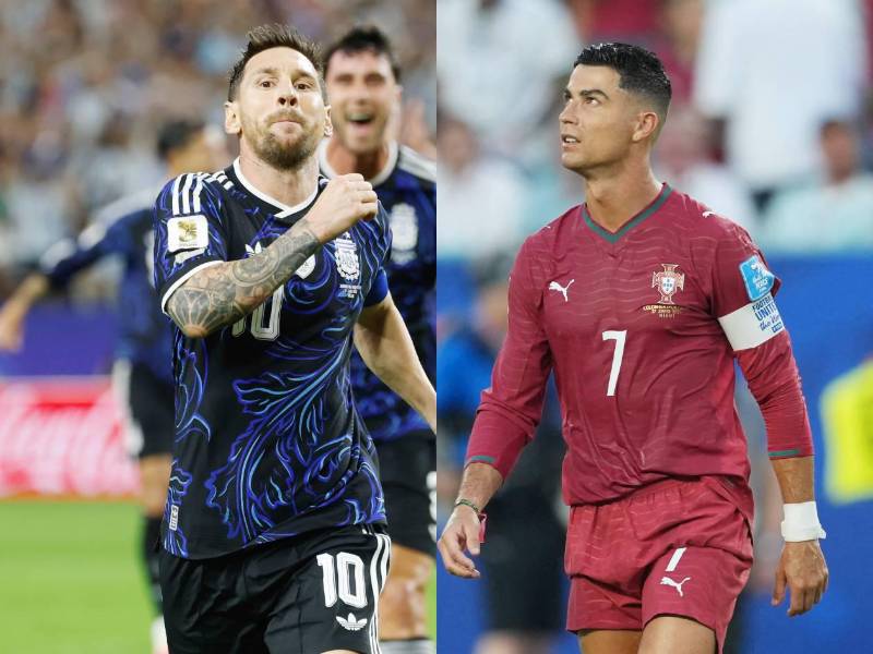 Lionel Messi y Cristiano Ronaldo mantienen ahorita una lucha de goleo en el Mundial que también se traslada a la tabla de máximos romperredes de la historia. Fotos EFE.
