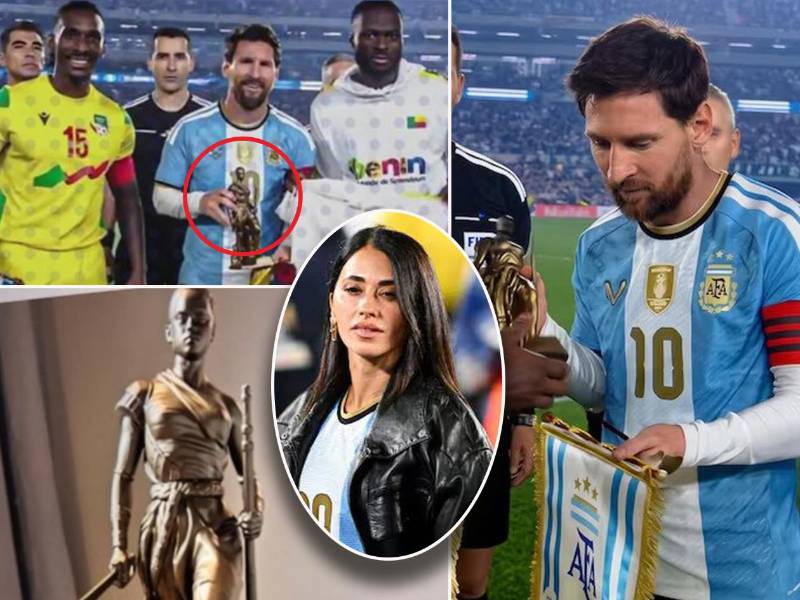 El capitán del combinado africano le entregó a Messi una estatuilla antes de que comenzara el partido de despedida en el Monumental. ¿Qué tiene que ver Antonela Roccuzzo respecto al obsequio?