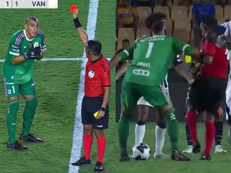 El portero argentino empujó al árbitro salvadoreño y se fue expulsado en partido de la Leagues Cup.