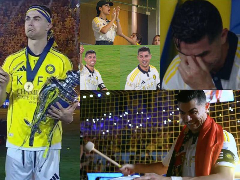 CR7 se volvió loco: festejó con su esposa, se despidió llorando de la afición, tocó el tambor y el gesto que enciende las redes sociales cuando levantó el título
