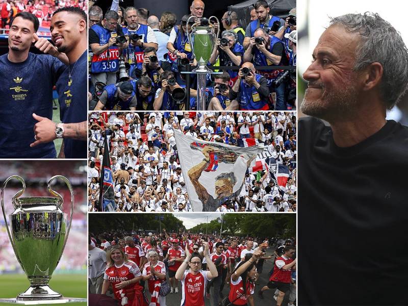 El tremendo ambiente que se vive en el Puskás Arena por la gran final de la Champions League que disputan el PSG y Arsenal.