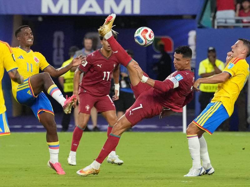 Cristiano Ronaldo no logró aparecer en el marcador en el Hard Rock Stadium de la ciudad de Miami. Foto EFE.