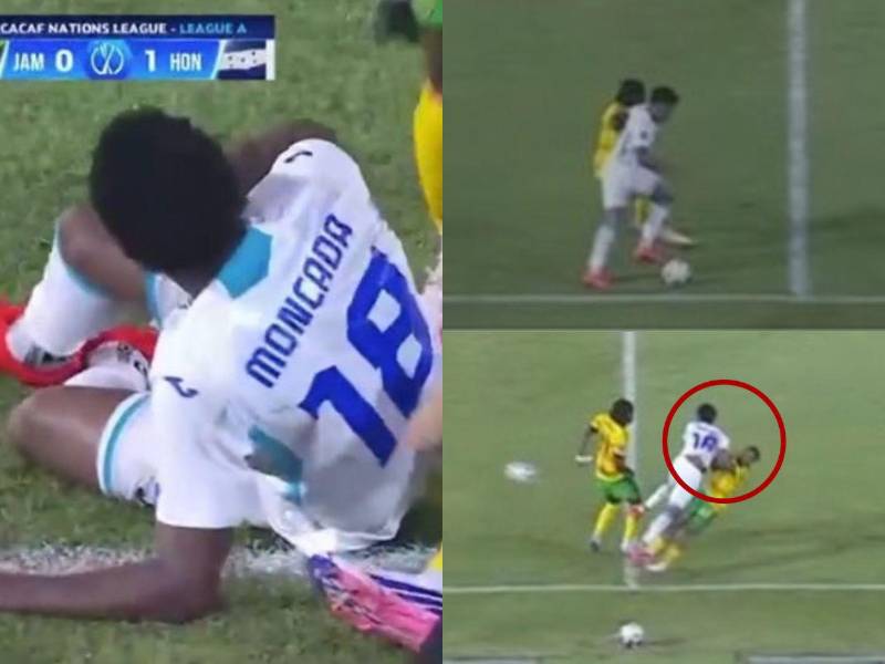 ¡Terrible fallo arbitral! Dereck Moncada es expulsado en el Jamaica-Honduras