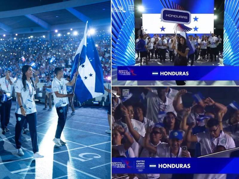 Natalie Espinal y Derek Midence fueron los abanderados por parte de Honduras durante la ceremonia en República Dominicana.