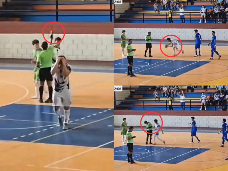 Así fue el momento del pelotazo que le tiraron en la cara al árbitro central.