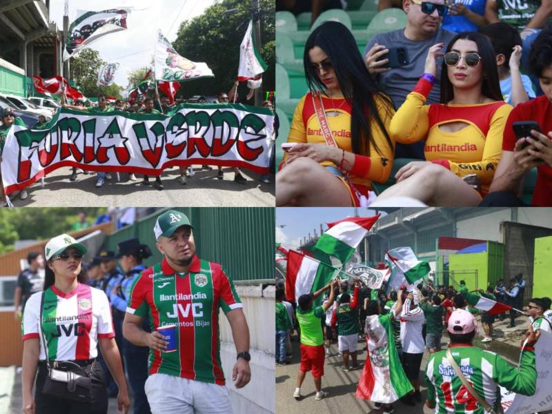La Furia Verde puso el ambiente y hermosas chicas derrocharon su belleza: las mejores postales que dejó la previa del derbi sampedrano entre Marathón y Real España.