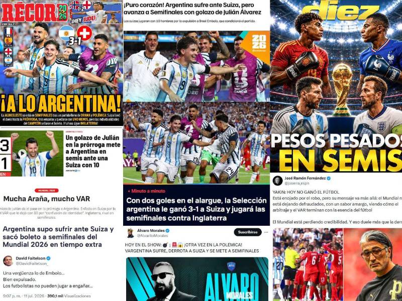 Argentina volvió a sufrir para clasificar a semifinales del Mundial 2026 en otro partido que tuvo polémica frente a Suiza. Así reacciona la prensa sobre el pase de la Albiceleste, donde se medirá ante Inglaterra.