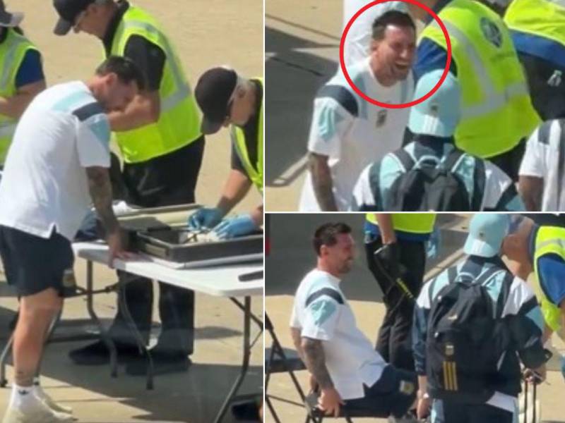 La reacción de Messi se hizo viral en las redes sociales cuando pasó un control de seguridad en su llegada a Miami.