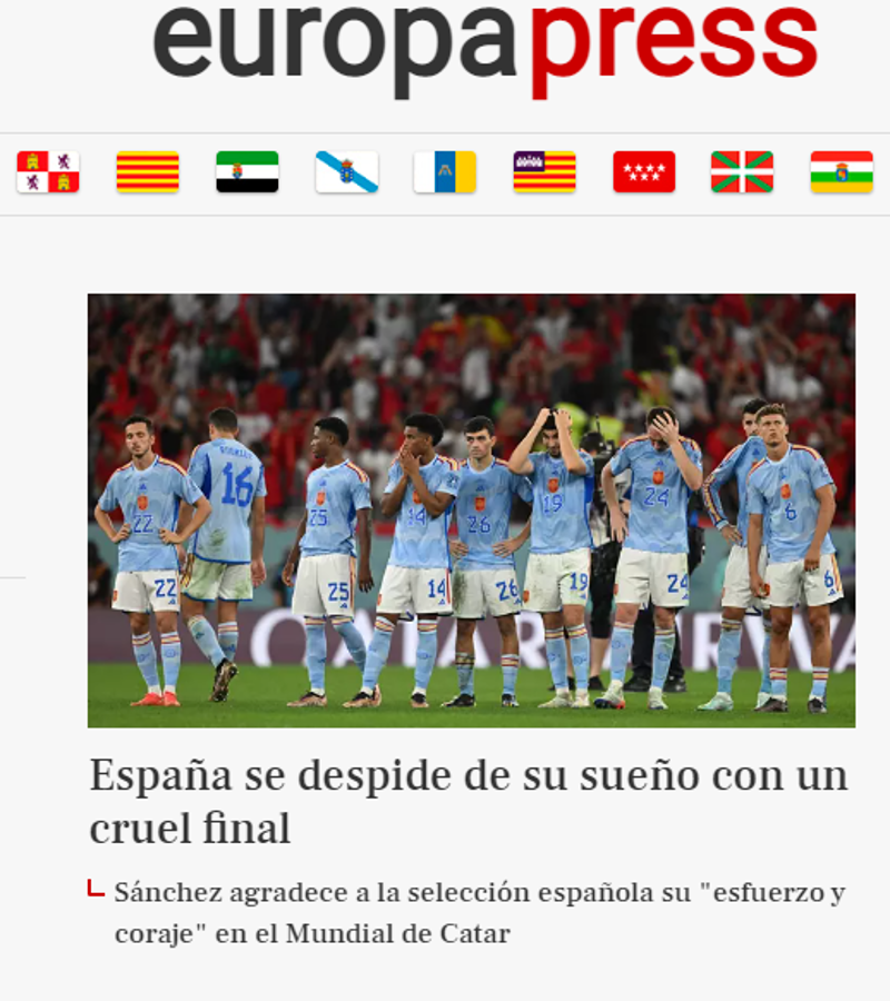 ¡Ridículo! Prensa internacional estalla tras la eliminación de España en Qatar: “No sabían que jugaban un Mundial”