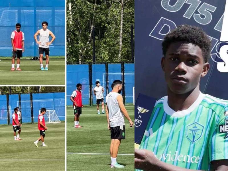 Christopher Batiz presente entrenando con los jugadores del primer equipo del Seattle Sounders de la MLS.
