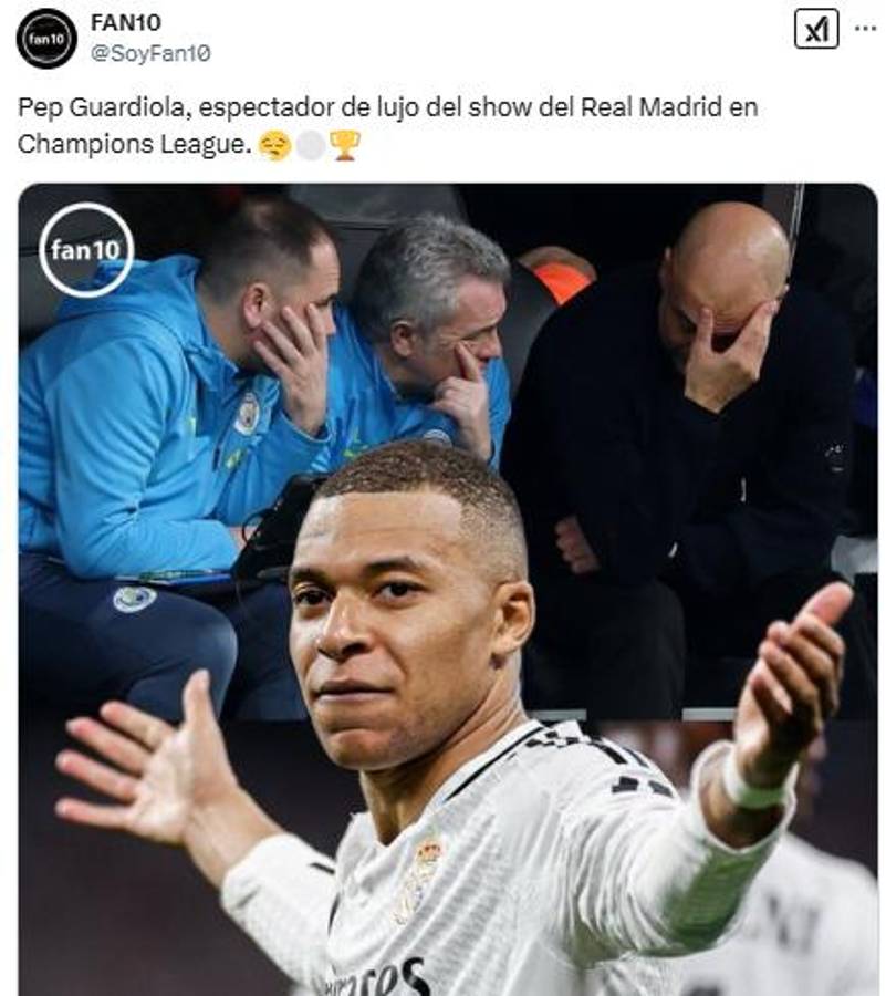 Real Madrid eliminó al City y estallaron los memes: burlas a Guardiola tras ser humillado por Mbappé