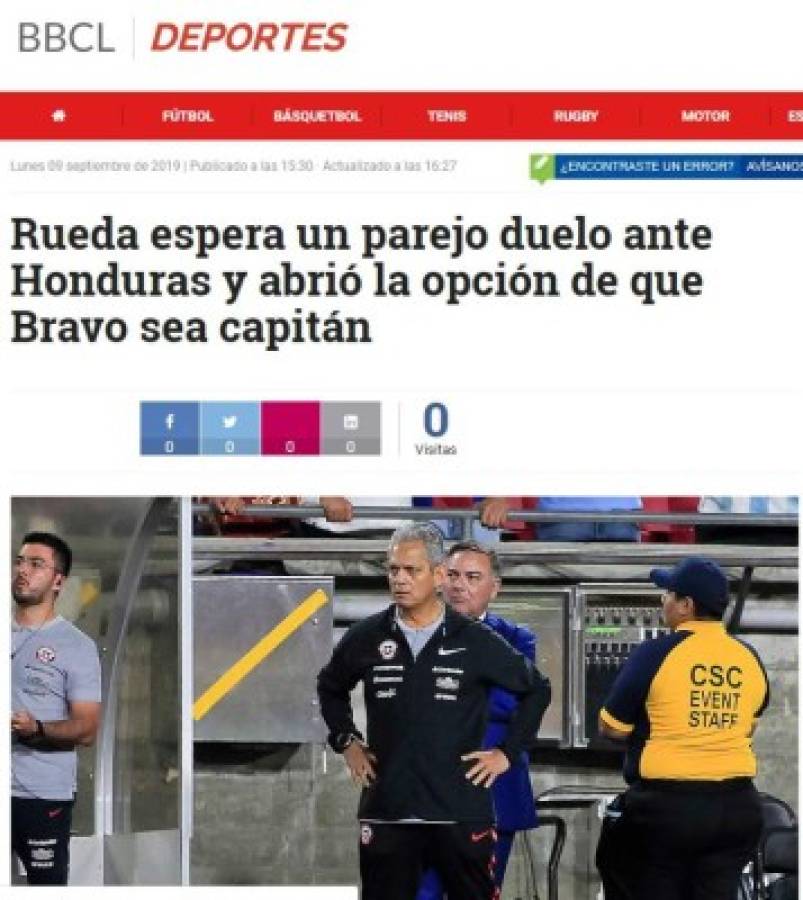 Lo que dice la prensa de Chile sobre el partido de hoy ante Honduras en estadio Olímpico