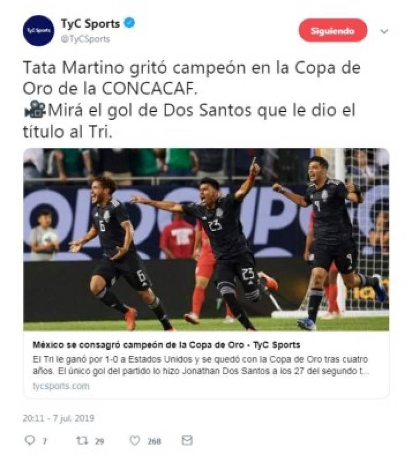 Lo que dicen los medios tras el título de México en Copa Oro 2019