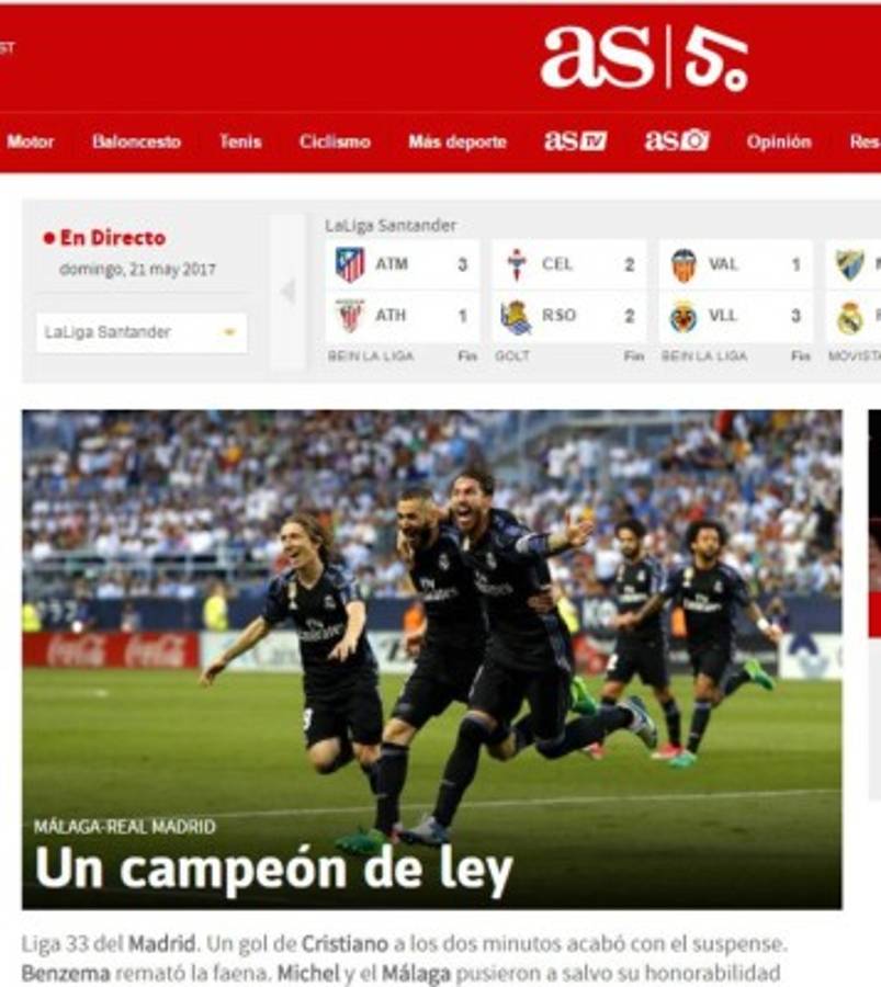 Lo que dice la prensa internacional sobre el título de Liga del Real Madrid