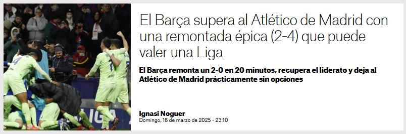 Así reacciona la prensa tras la remontada del Barcelona al Atlético: “Nada puede con nosotros; golpe en LaLiga”