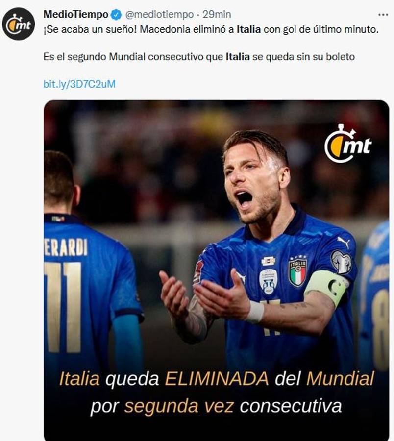 “Otro desastre” y “tragedia”: Lo que dice la prensa mundial tras el nuevo fracaso de Italia, afuera de Qatar 2022