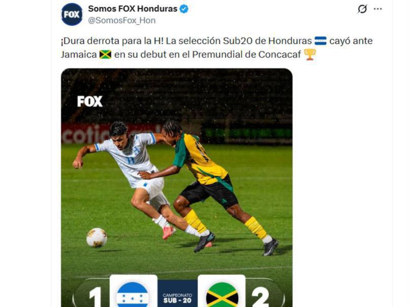 Honduras sufre la derrota ante Jamaica en el Premundial Sub-20 y señalan al culpable
