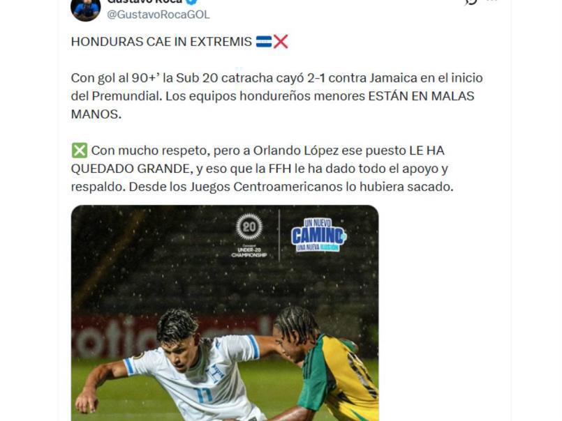 Honduras sufre la derrota ante Jamaica en el Premundial Sub-20 y señalan al culpable