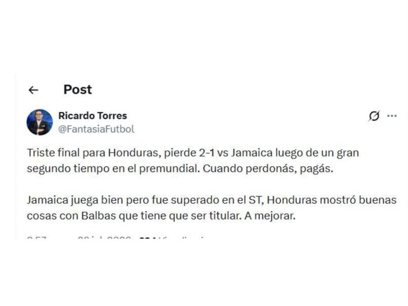 Honduras sufre la derrota ante Jamaica en el Premundial Sub-20 y señalan al culpable