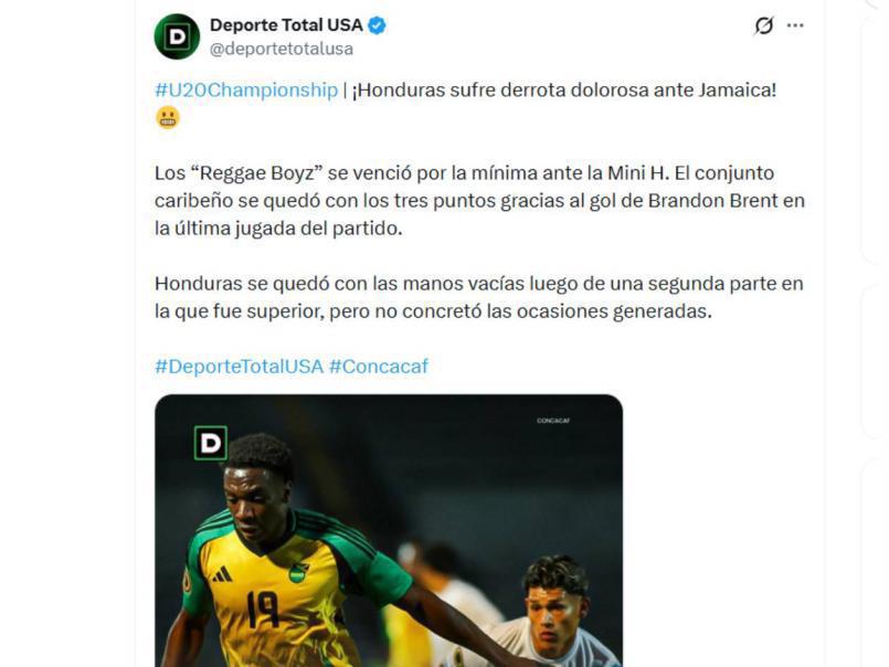Honduras sufre la derrota ante Jamaica en el Premundial Sub-20 y señalan al culpable