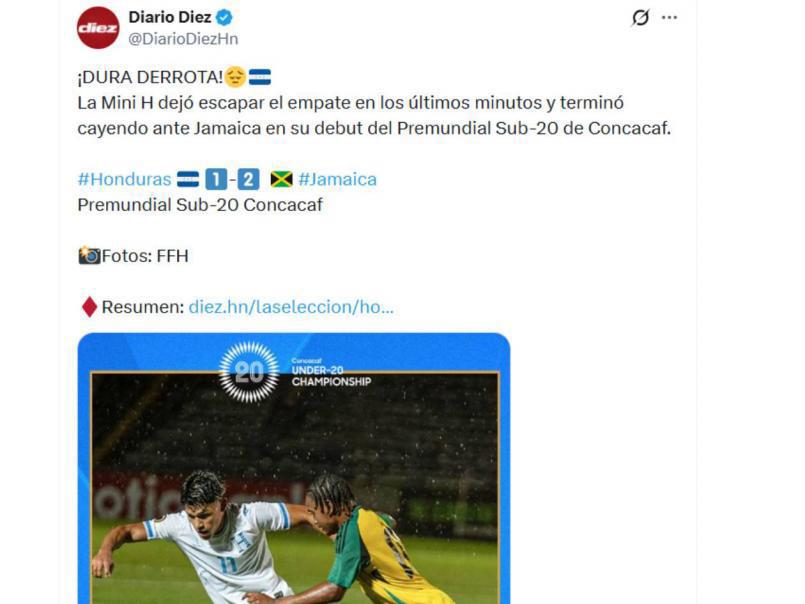 Honduras sufre la derrota ante Jamaica en el Premundial Sub-20 y señalan al culpable